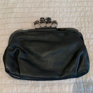 Black Skull and Brass Knuckles Clutch